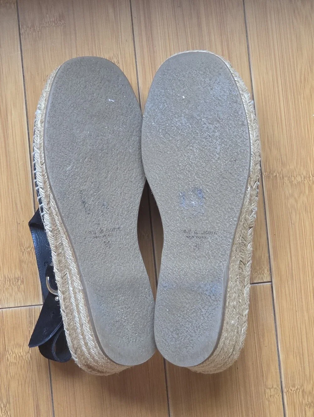 Rag & Bone Calla Black Suede Wedge Espadrilles Made in Spain EU 39 US 9